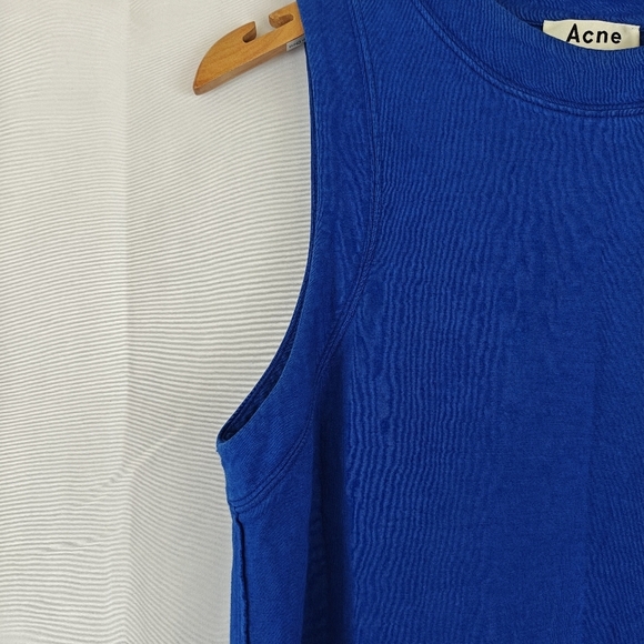 Acne Studios Gilda Sleeveless Mini Royal Blue Dress Linen Cotton Blend Size M - Picture 9 of 13
